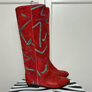 Gem vintage red suede boots